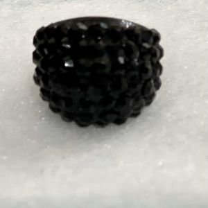 Black ring hedgehog style ring w/ Swarovski crysta